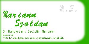 mariann szoldan business card